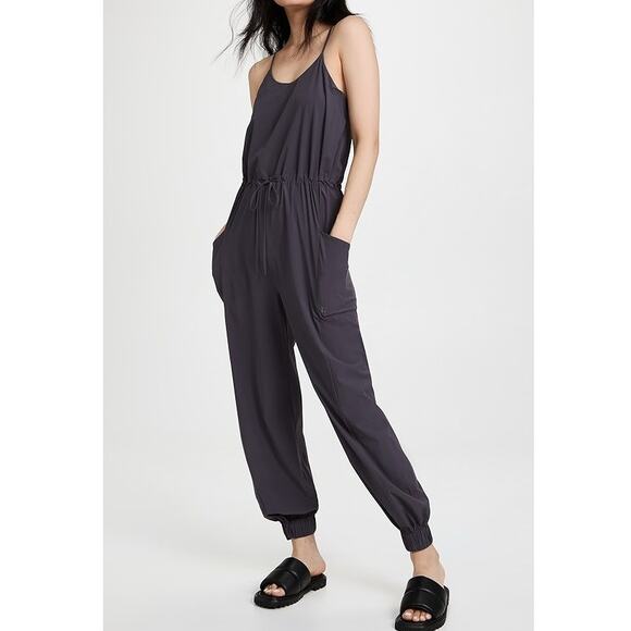 sweaty betty black karma drawstring halter jumpsuit - SIZE 10 - Picture 2 of 10